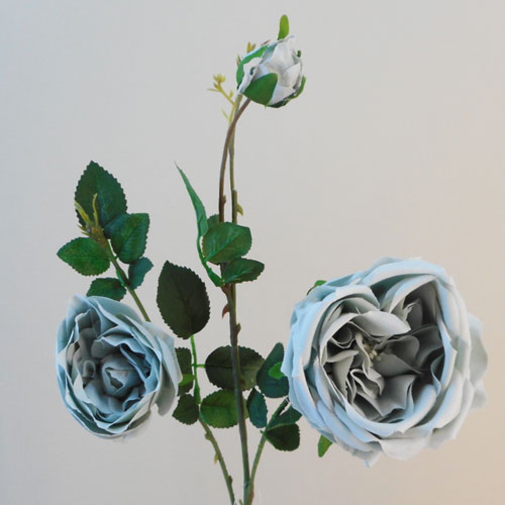 Artificial Rose Spray Duck Egg Blue 65cm Artificial Flowers